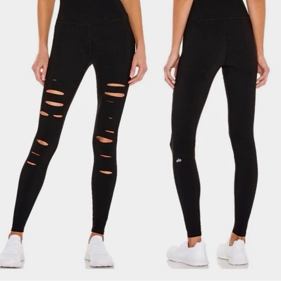 ALO Yoga Pants - ALO Yoga Ripped Warrior High-Waist Leggings in Black